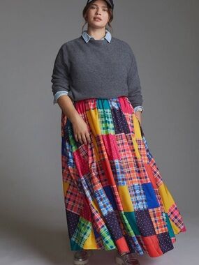 Anthropologie Maeve Patchwork A-Line Maxi Skirt